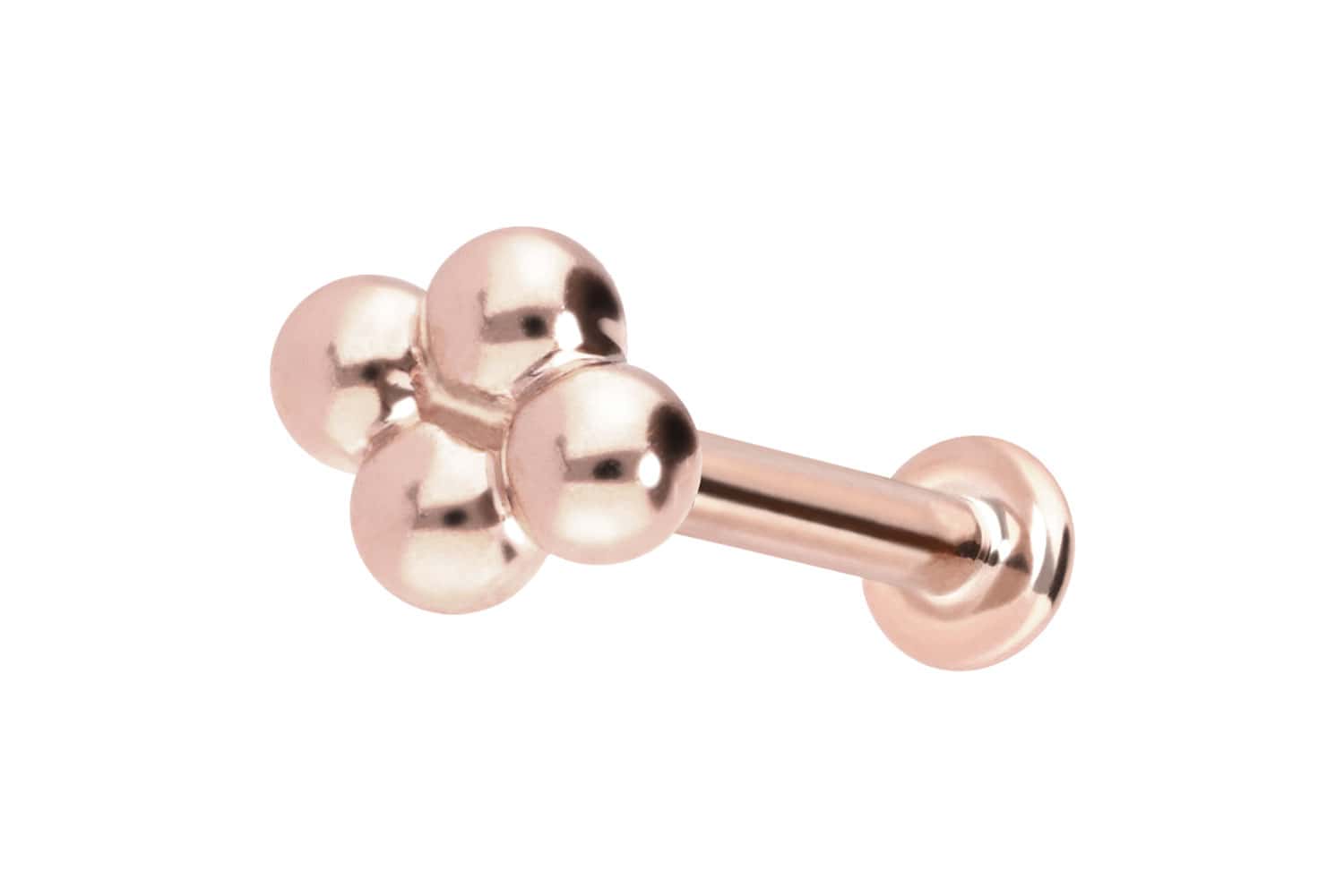 14 Karat Gold Labret Piercing mit Push Fit 4 KUGELN